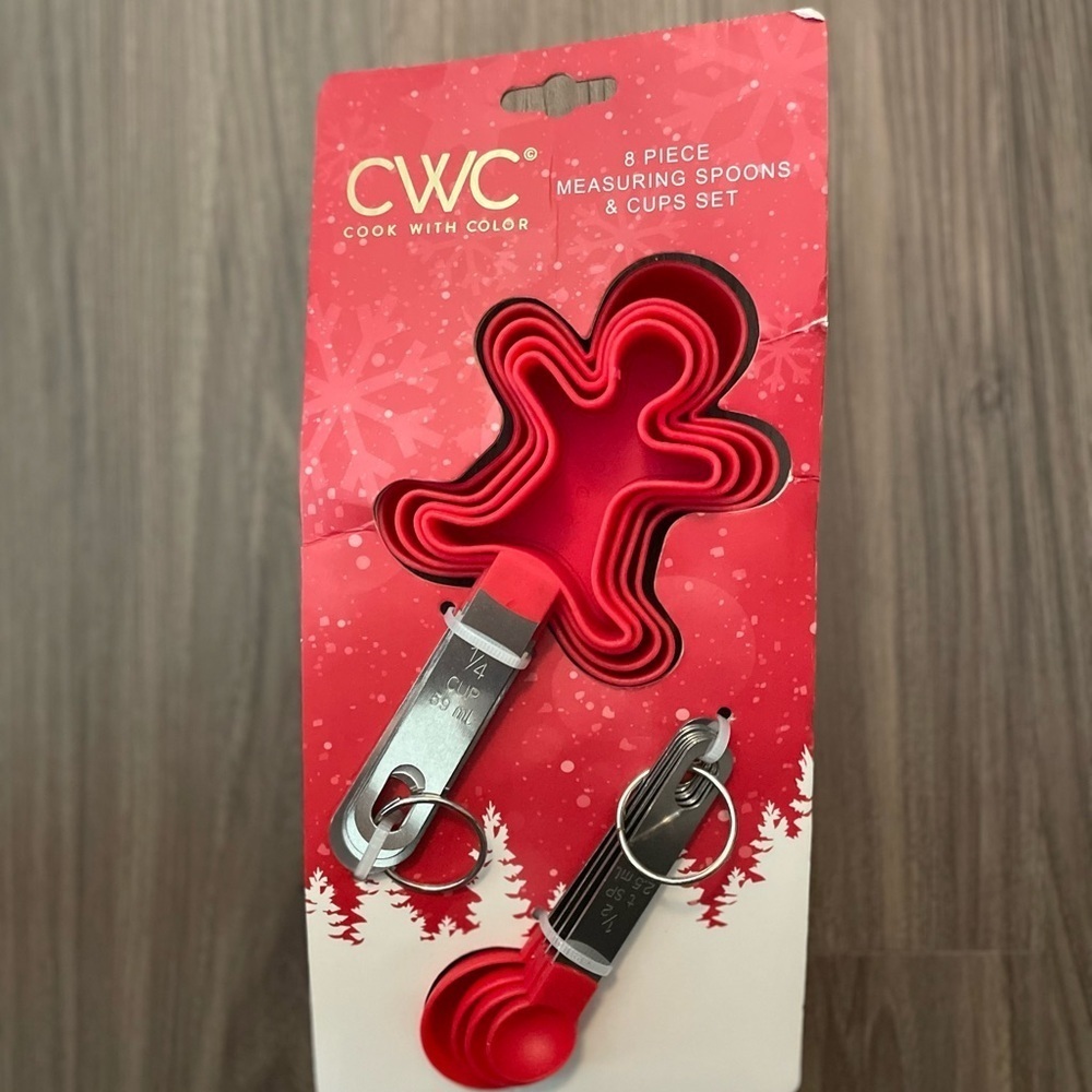 CWC 8 piece Holiday Red Measuring Spoons & Cups Set -NWT - Picture 3 of 3